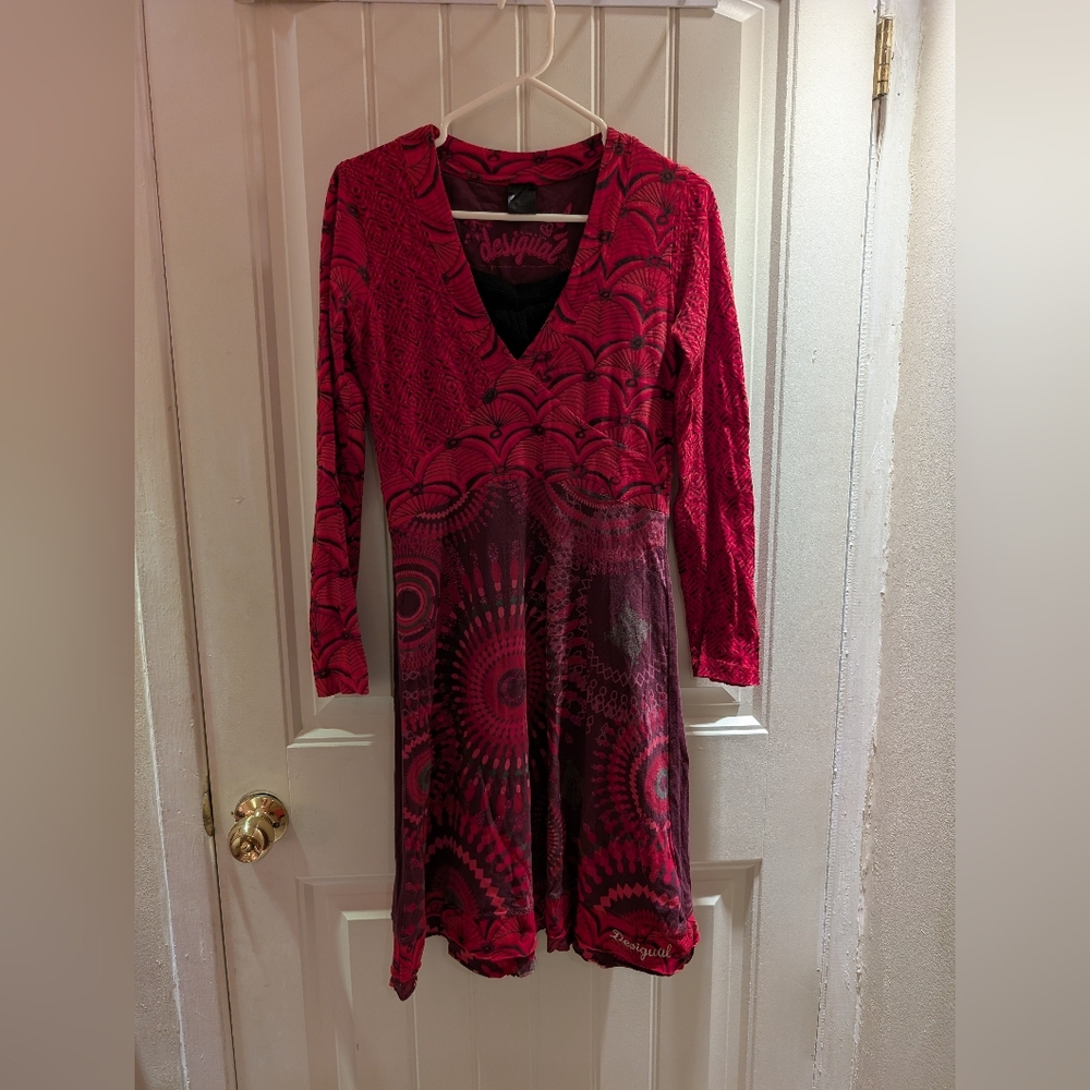 Desigual Red Patterned Women's Dress